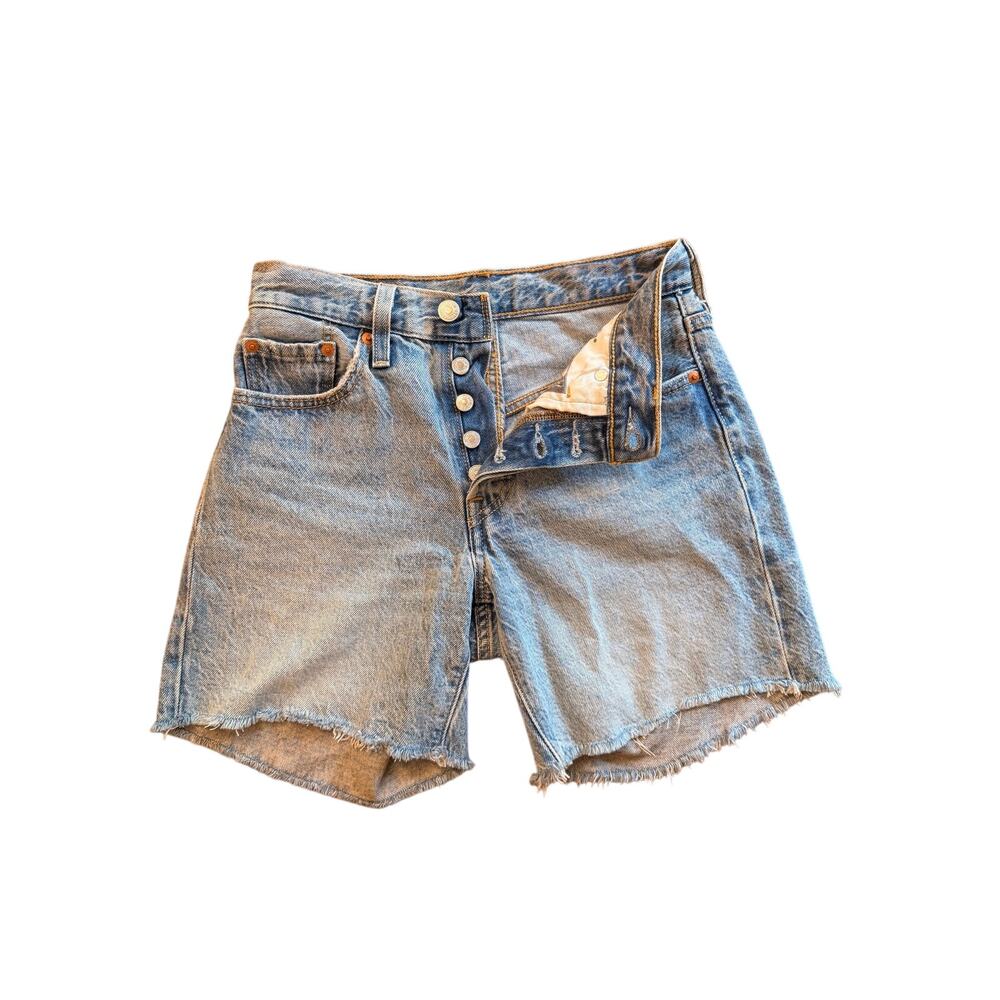 Levi's Premium 501 Original Denim Cutoff Shorts W24 Light Wash Button Fly